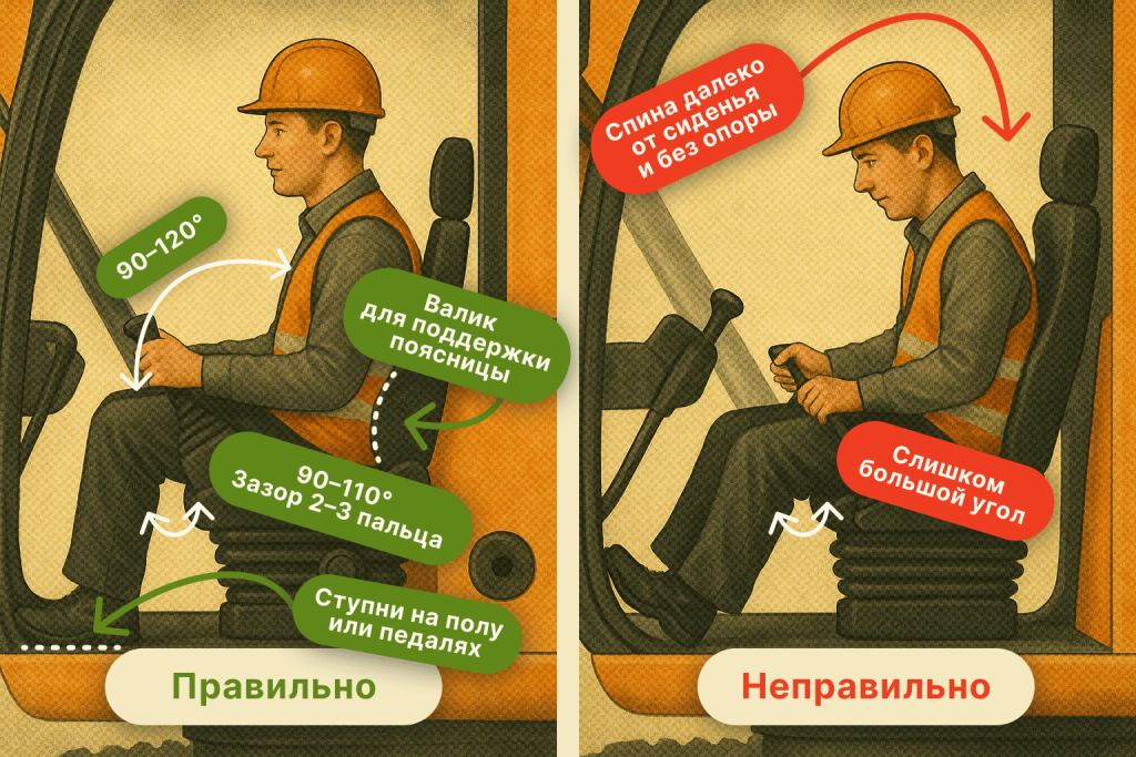 Посадка в кабине: как избежать боли в спине и сохранить внимание на смене 3 Посадка в кабине: как избежать боли в спине и сохранить внимание на смене