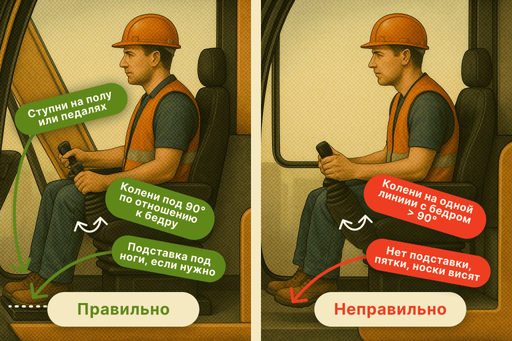 Посадка в кабине: как избежать боли в спине и сохранить внимание на смене 5 Посадка в кабине: как избежать боли в спине и сохранить внимание на смене