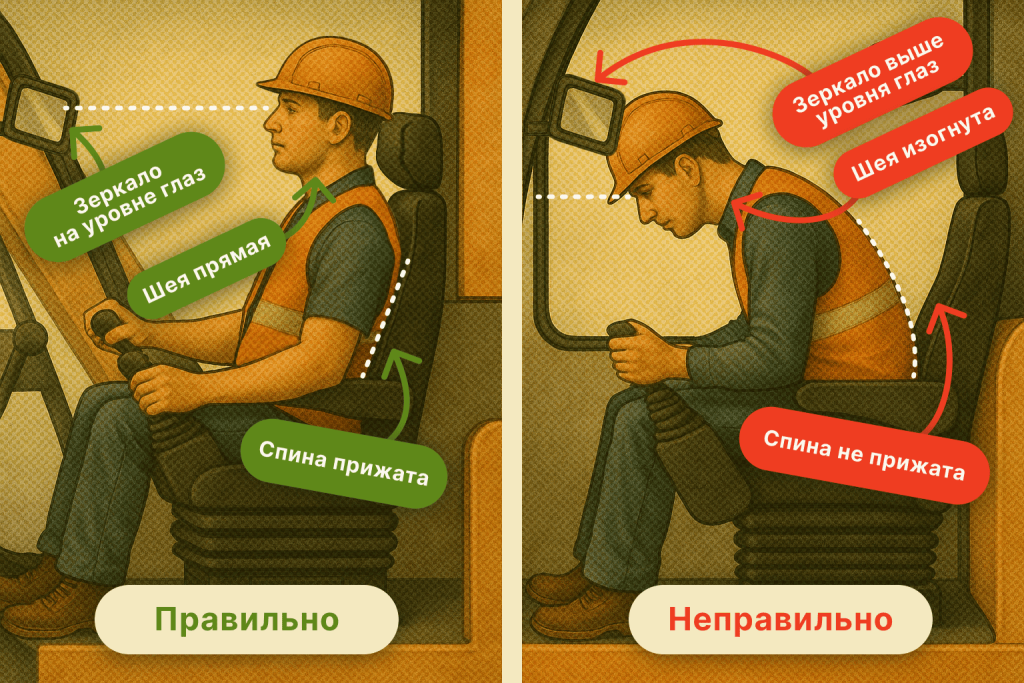 Посадка в кабине: как избежать боли в спине и сохранить внимание на смене 7 Посадка в кабине: как избежать боли в спине и сохранить внимание на смене